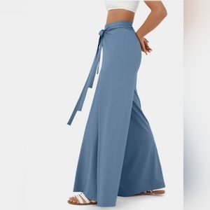 HALARA High Waisted Split Hem Lace Up Palazzo Pant Jumpsuit Flowy 2 Ways